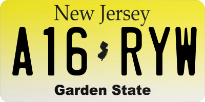 NJ license plate A16RYW