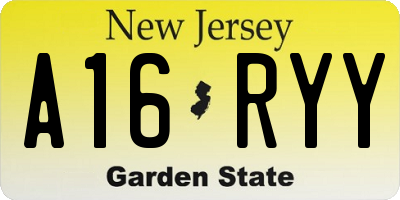 NJ license plate A16RYY