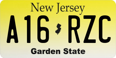 NJ license plate A16RZC