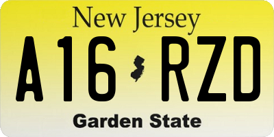 NJ license plate A16RZD