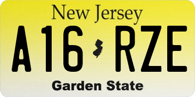 NJ license plate A16RZE