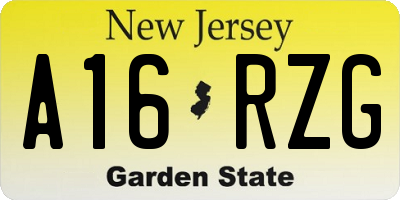NJ license plate A16RZG