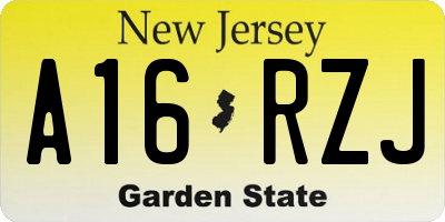 NJ license plate A16RZJ
