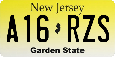 NJ license plate A16RZS
