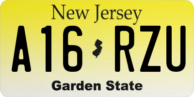 NJ license plate A16RZU
