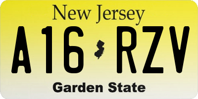 NJ license plate A16RZV