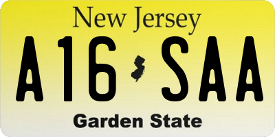 NJ license plate A16SAA