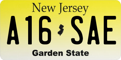 NJ license plate A16SAE