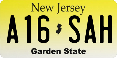 NJ license plate A16SAH
