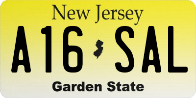 NJ license plate A16SAL