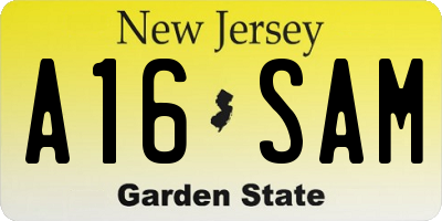NJ license plate A16SAM
