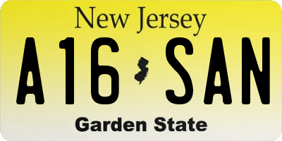 NJ license plate A16SAN