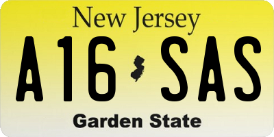 NJ license plate A16SAS