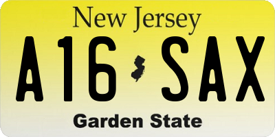 NJ license plate A16SAX