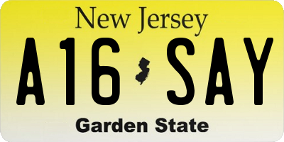 NJ license plate A16SAY