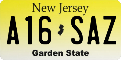 NJ license plate A16SAZ