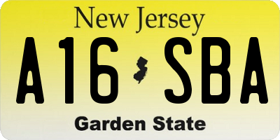 NJ license plate A16SBA