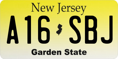 NJ license plate A16SBJ