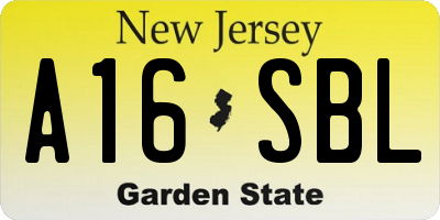 NJ license plate A16SBL