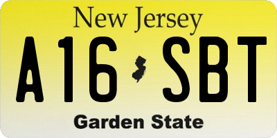 NJ license plate A16SBT