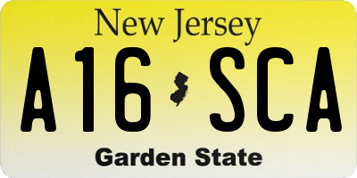 NJ license plate A16SCA