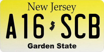 NJ license plate A16SCB