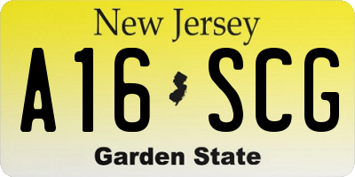 NJ license plate A16SCG