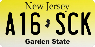 NJ license plate A16SCK