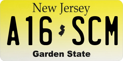 NJ license plate A16SCM
