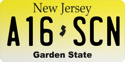 NJ license plate A16SCN