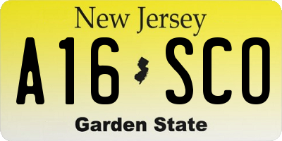 NJ license plate A16SCO