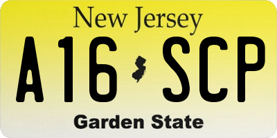 NJ license plate A16SCP