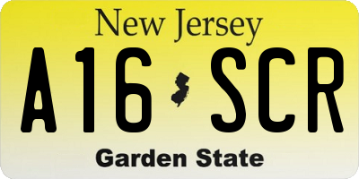NJ license plate A16SCR