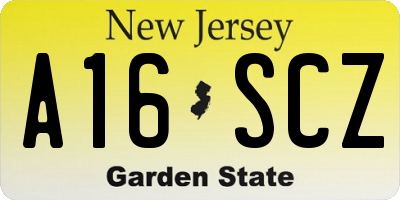 NJ license plate A16SCZ