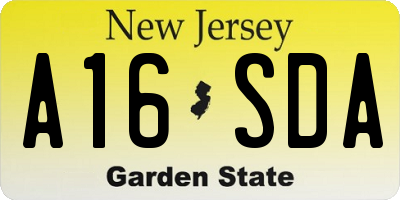 NJ license plate A16SDA