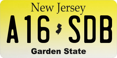 NJ license plate A16SDB