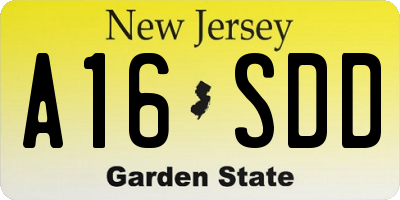 NJ license plate A16SDD