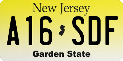 NJ license plate A16SDF