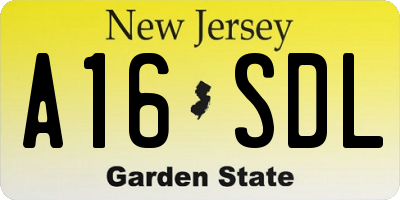 NJ license plate A16SDL