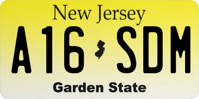 NJ license plate A16SDM