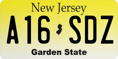 NJ license plate A16SDZ