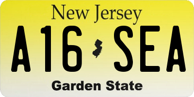 NJ license plate A16SEA