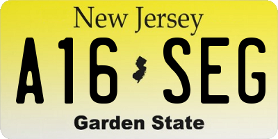 NJ license plate A16SEG