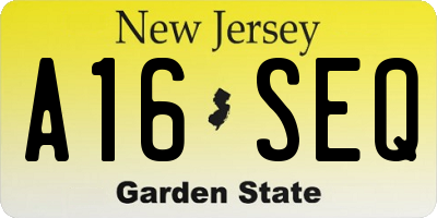 NJ license plate A16SEQ