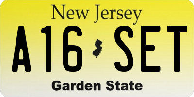 NJ license plate A16SET