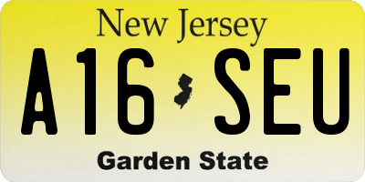 NJ license plate A16SEU