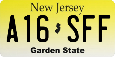 NJ license plate A16SFF