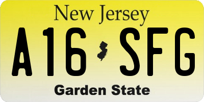 NJ license plate A16SFG