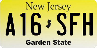 NJ license plate A16SFH