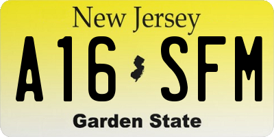 NJ license plate A16SFM